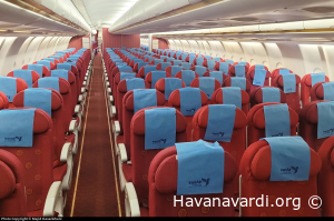 کابین ایرباس A330-243  - هواپیمایی ایران ایر - فرودگاه بین المللی امام خمینی (ره) - 1404/02/28